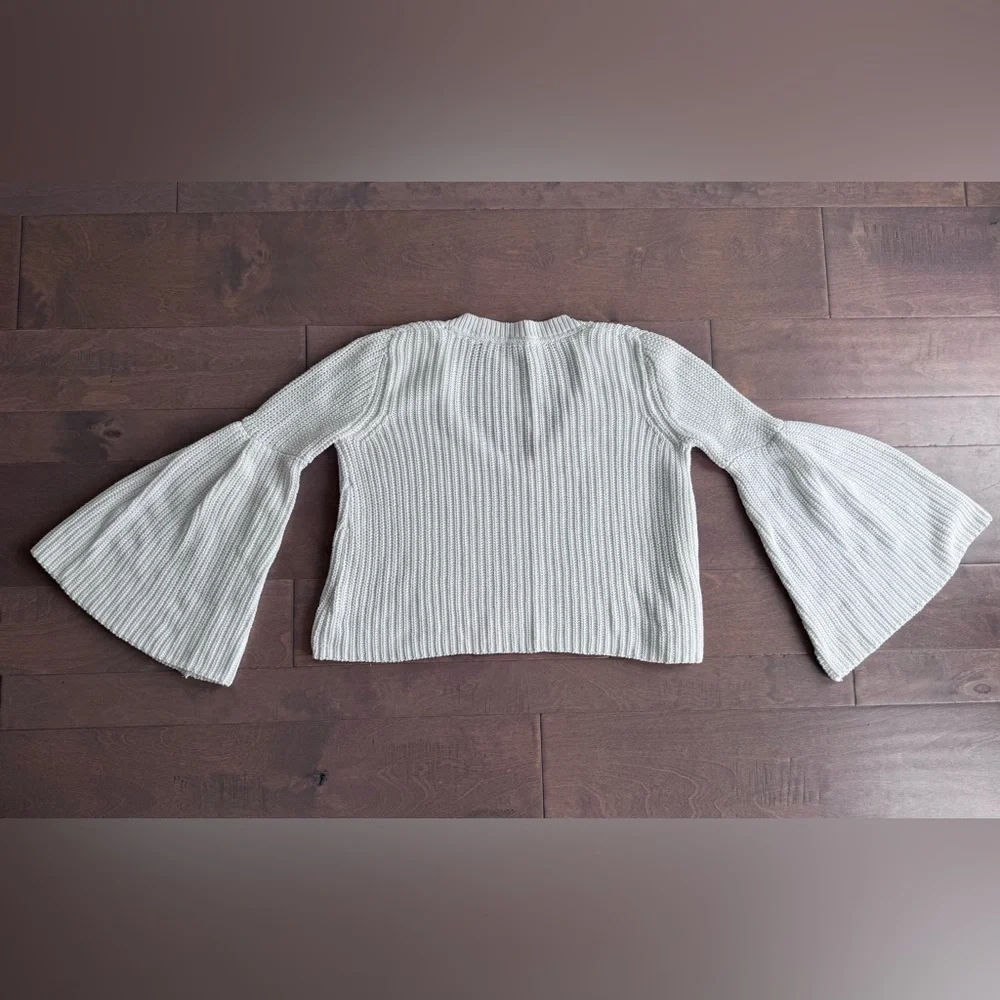Free People Damsel Bell Sleeve Knit Sweater-White